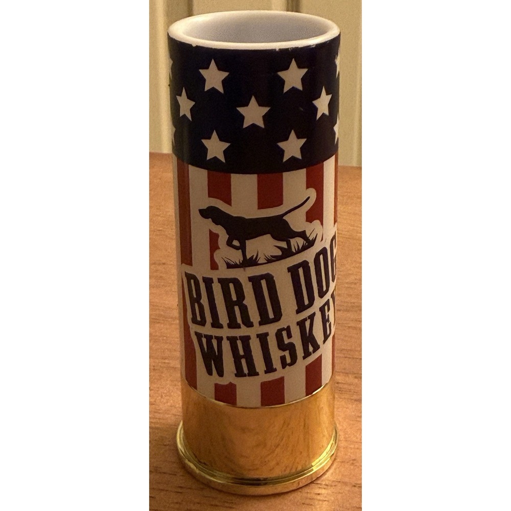 Bird Dog Whiskey Shot Glass American Flag 12 Gauge Shotgun Shell Plastic